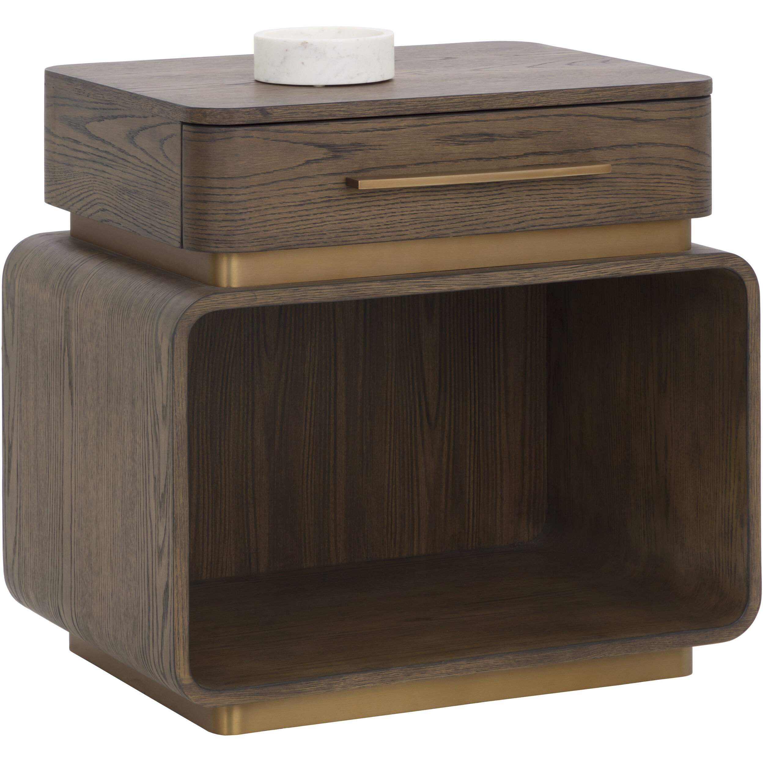 Taro 28.25 X 26.5 inch Brown / Brushed Gold Nightstand